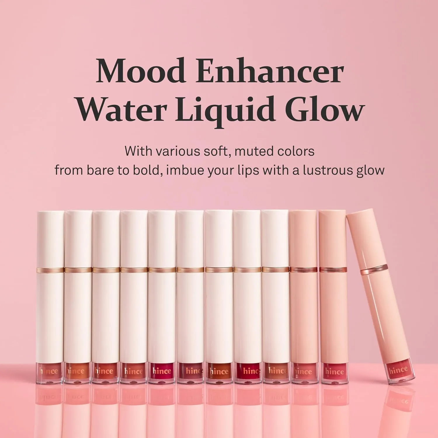 HINCE Mood Enhancer Water Liquid Glow - Non-Sticky & Waterproof Lip Stain for Women - Long Wearing Lip Gloss for Natural and Glass Glow - Moisturizing Liquid Makeup, 0.16 fl.oz. (CHERISHED)