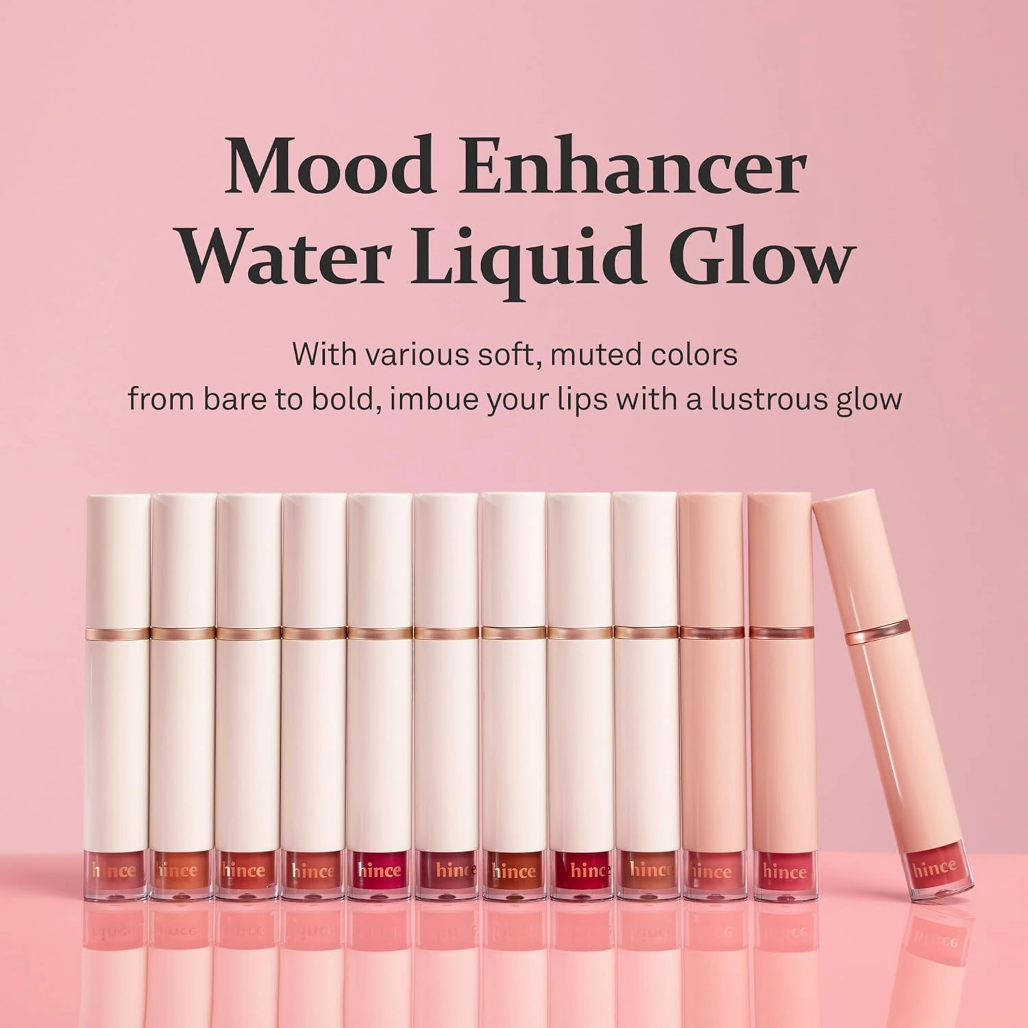 HINCE Mood Enhancer Water Liquid Glow - Non-Sticky & Waterproof Lip Stain for Women - Long Wearing Lip Gloss for Natural and Glass Glow - Moisturizing Liquid Makeup, 0.16 fl.oz. (RARE MOMENT)