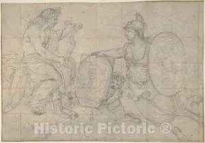 Historic Pictoric Art Print : Eustache Le Sueur - Minerva Presenting Two Portraits to Apollo : Vintage Wall Décor : 36in x 24in