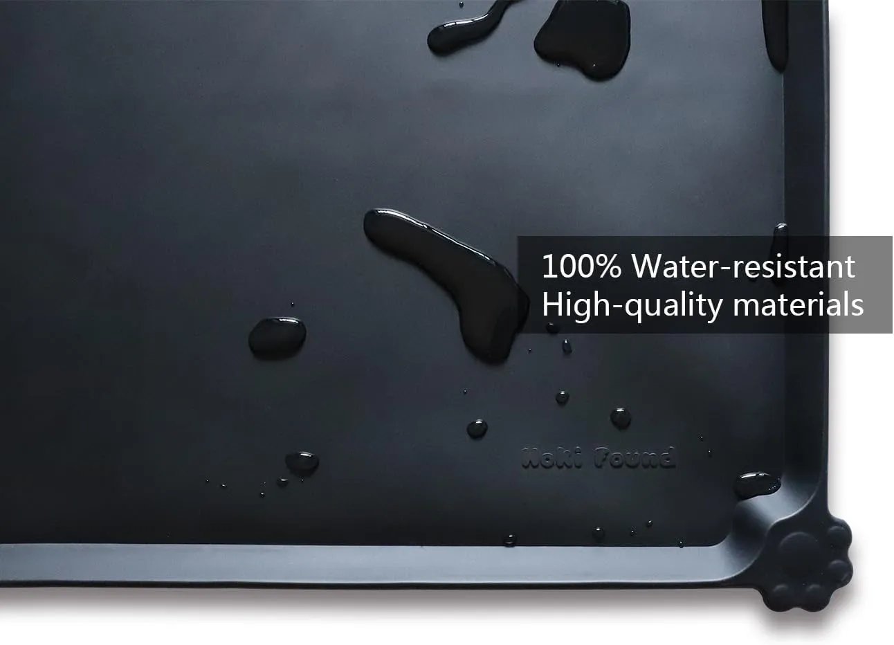 Hoki Large Silicone Pet Food Mats - Non Slip Pet Dog Cat Bowl Placemats - Feeding Mats for Floors - Waterproof - Black