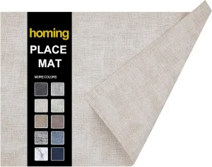 homing Faux Leather Heat Resistant Placemats Set of 6 – Waterproof Wipeable Dining PU Place Mats for Indoor & Outdoor, Easy to Clean - Beige