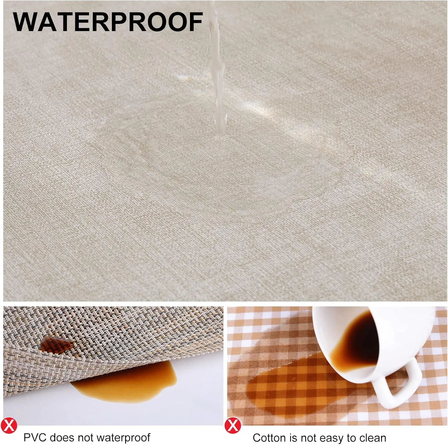 homing Faux Leather Heat Resistant Placemats Set of 6 – Waterproof Wipeable Dining PU Place Mats for Indoor & Outdoor, Easy to Clean - Beige