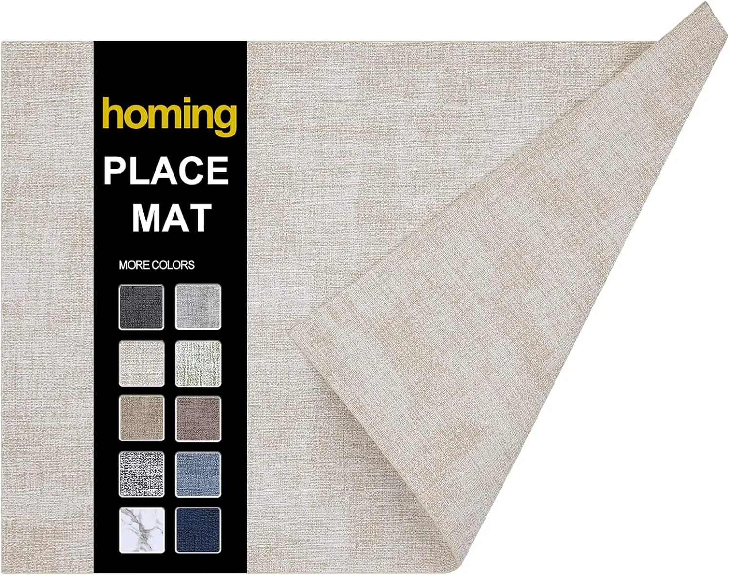 homing Faux Leather Heat Resistant Placemats Set of 6 – Waterproof Wipeable Dining PU Place Mats for Indoor & Outdoor, Easy to Clean - Beige