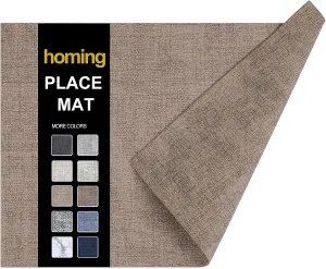 homing Faux Leather Heat Resistant Placemats Set of 6 – Waterproof Wipeable Dining PU Place Mats for Indoor & Outdoor, Easy to Clean - Camel