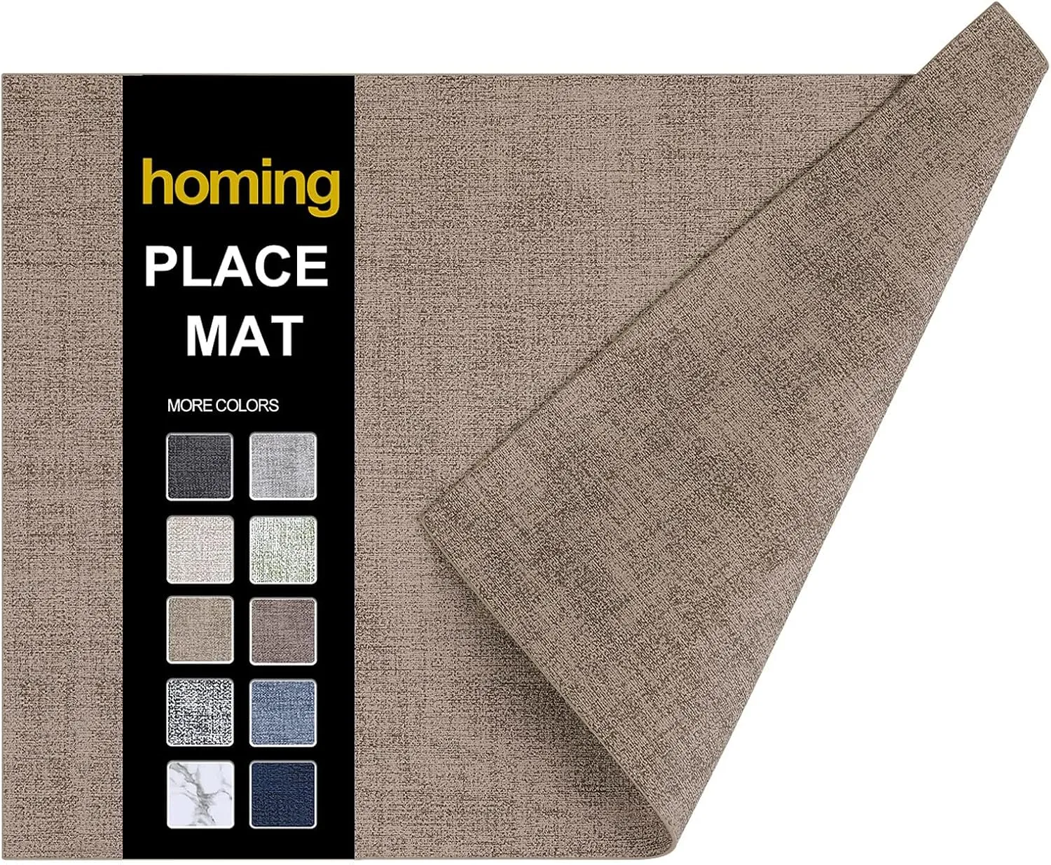 homing Faux Leather Heat Resistant Placemats Set of 6 – Waterproof Wipeable Dining PU Place Mats for Indoor & Outdoor, Easy to Clean - Camel