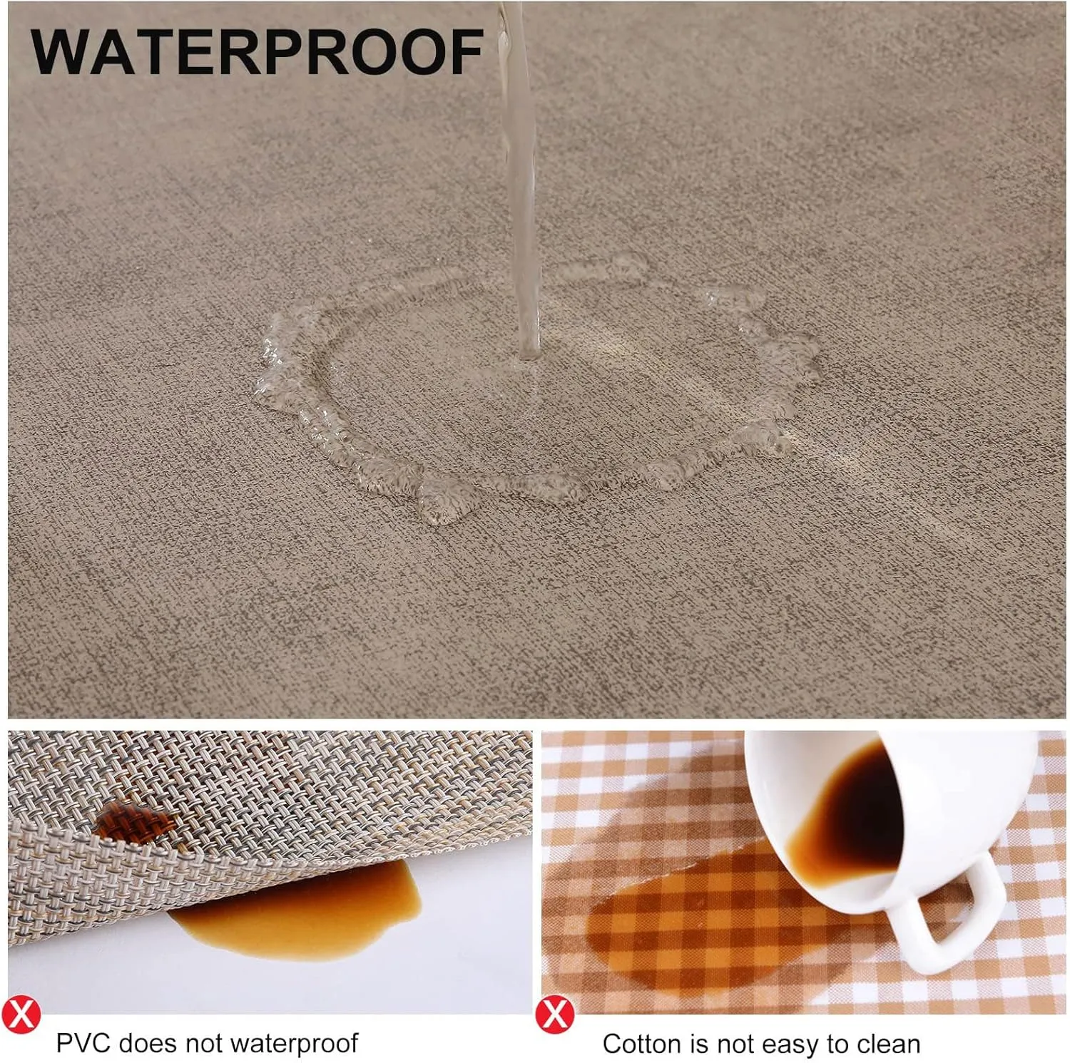 homing Faux Leather Heat Resistant Placemats Set of 6 – Waterproof Wipeable Dining PU Place Mats for Indoor & Outdoor, Easy to Clean - Camel