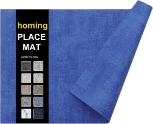 homing Faux Leather Heat Resistant Placemats Set of 6 – Waterproof Wipeable Dining PU Place Mats for Indoor & Outdoor, Easy to Clean - Sea Blue