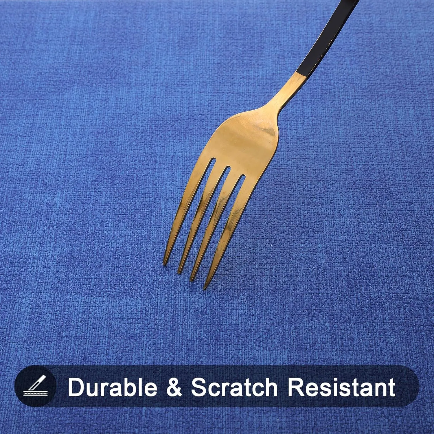 homing Faux Leather Heat Resistant Placemats Set of 6 – Waterproof Wipeable Dining PU Place Mats for Indoor & Outdoor, Easy to Clean - Sea Blue