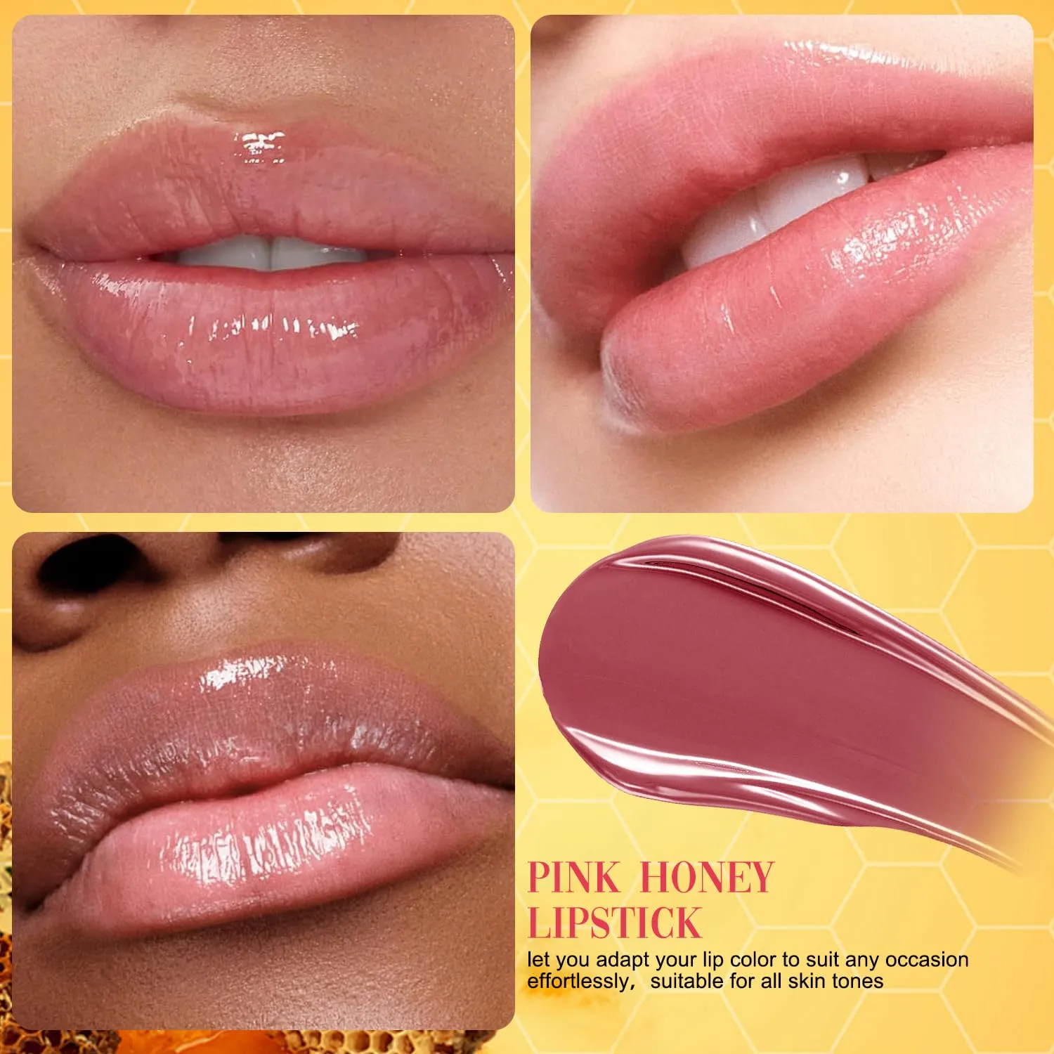 Honey noir - Black Honey Lipstick for Women, Natural Glossy Pink Lips Balm, Nourishing and Hydrating Lip Gloss for All Skin Tones (black pink, 2)