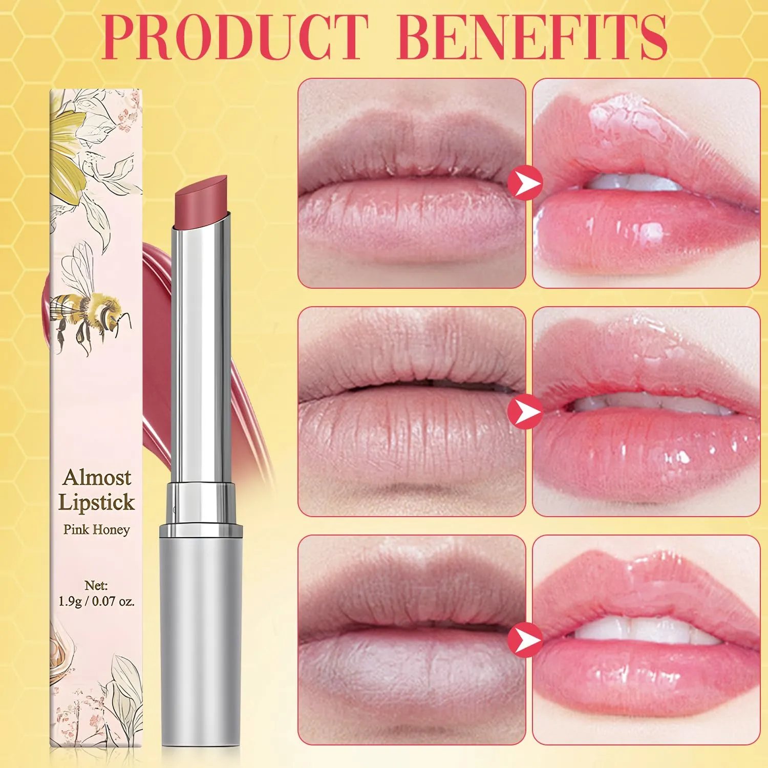 Honey noir - Black Honey Lipstick for Women, Natural Glossy Pink Lips Balm, Nourishing and Hydrating Lip Gloss for All Skin Tones (black pink, 2)