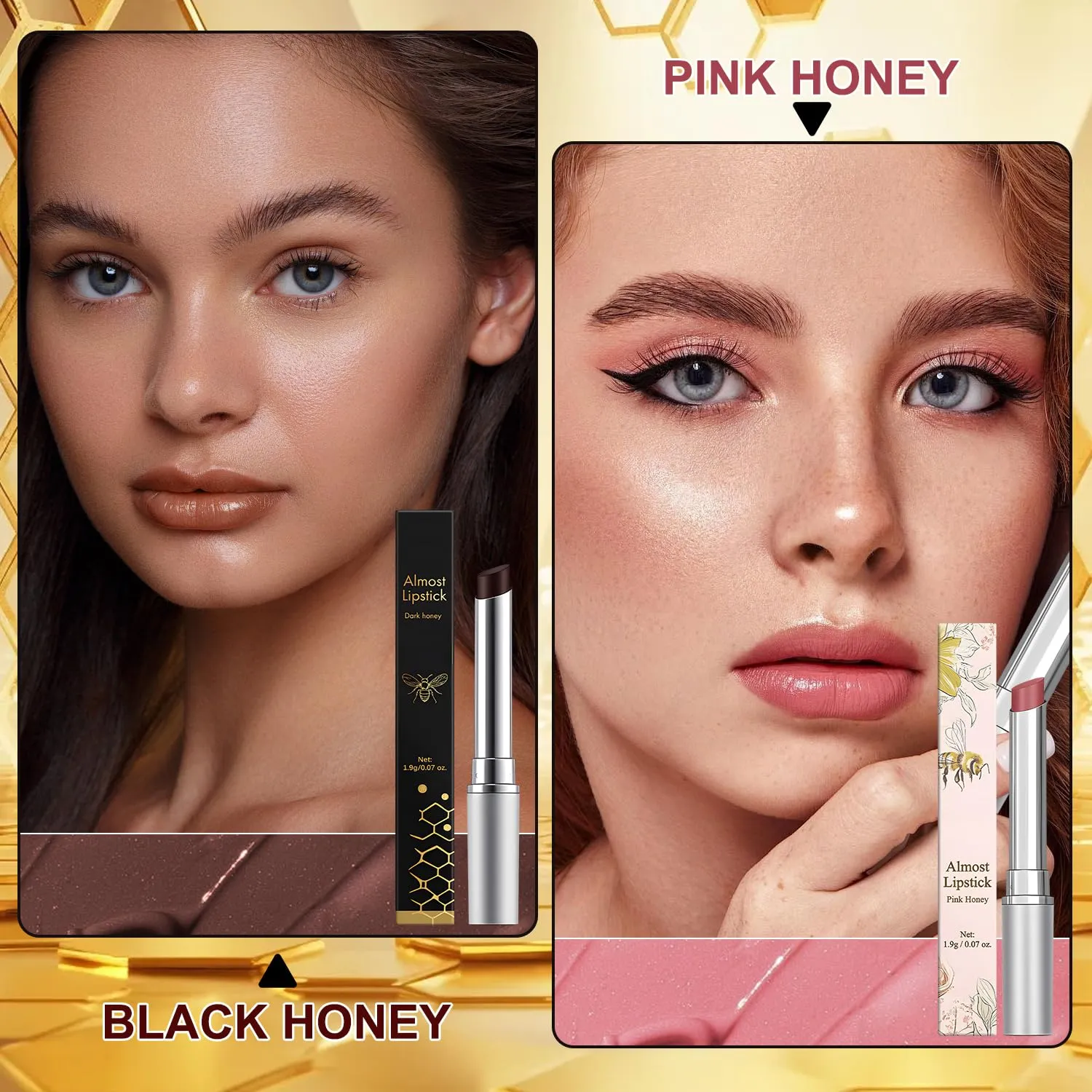Honey noir - Black Honey Lipstick for Women, Natural Glossy Pink Lips Balm, Nourishing and Hydrating Lip Gloss for All Skin Tones (black pink, 2)
