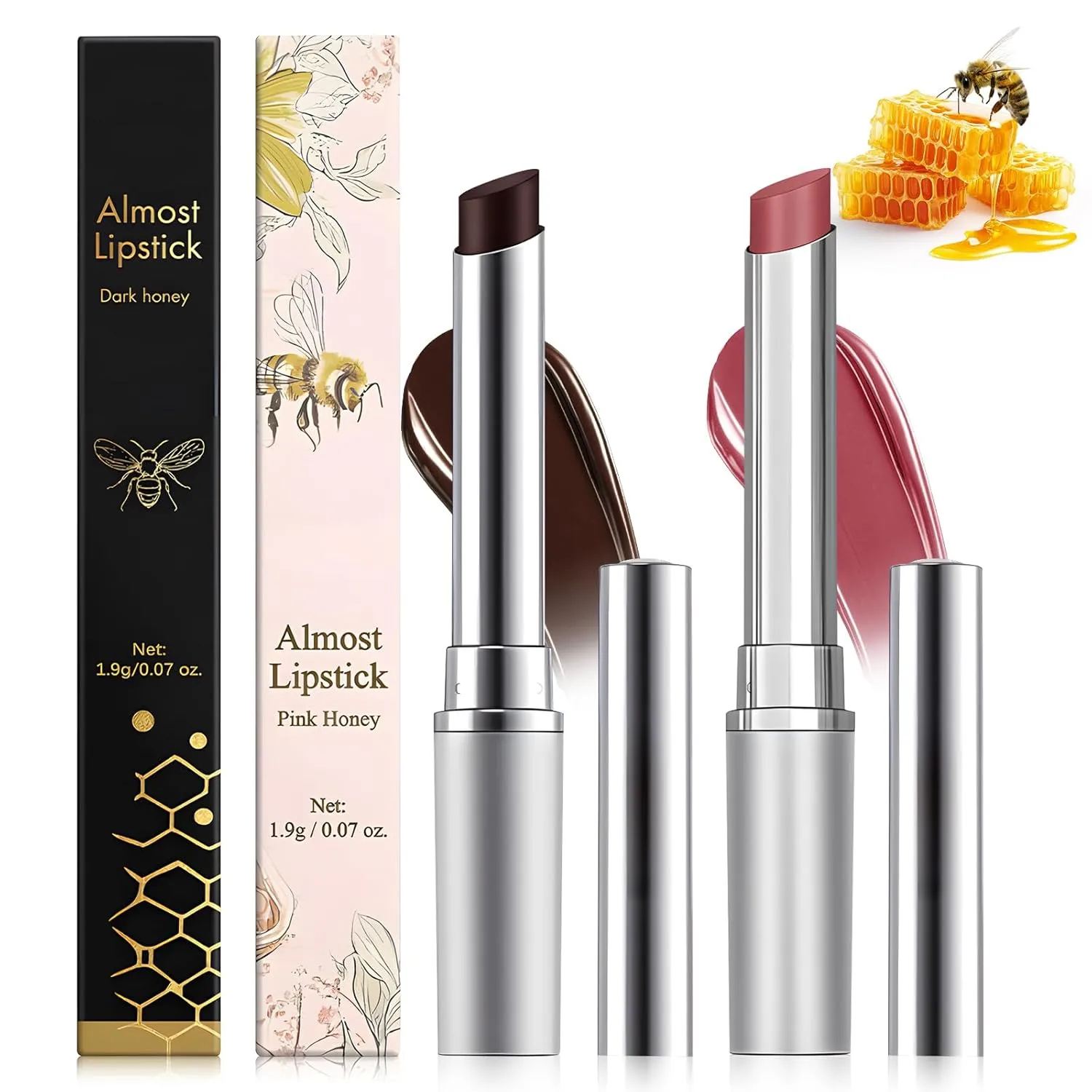 Honey noir - Black Honey Lipstick for Women, Natural Glossy Pink Lips Balm, Nourishing and Hydrating Lip Gloss for All Skin Tones (black pink, 2)