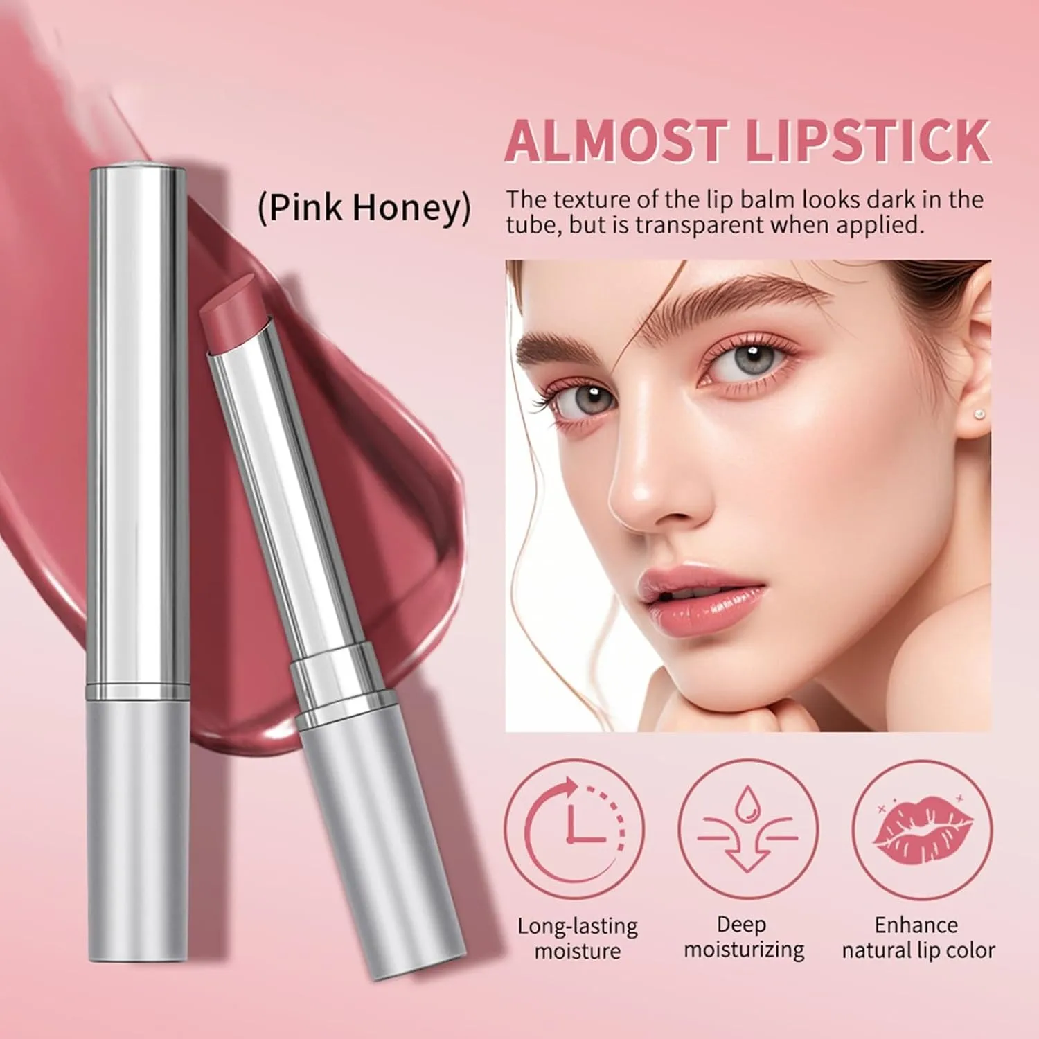 Honey Noir Black Honey Lipstick, Honeynoir Tinted Lip Balm Moisturizing Lip Color, Long Lasting Black Lip Gloss, Hydrating Honey Melting Lip, Black Radiance Lipstick Lip Stain for Women(Black Pink-2Pc