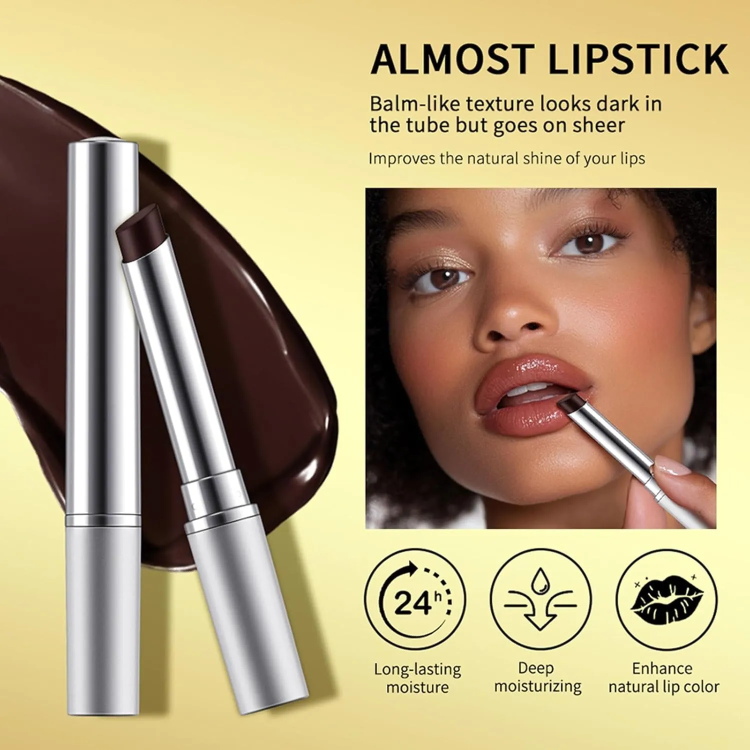 Honey Noir Black Honey Lipstick, Honeynoir Tinted Lip Balm Moisturizing Lip Color, Long Lasting Black Lip Gloss, Hydrating Honey Melting Lip, Black Radiance Lipstick Lip Stain for Women(Black Pink-2Pc