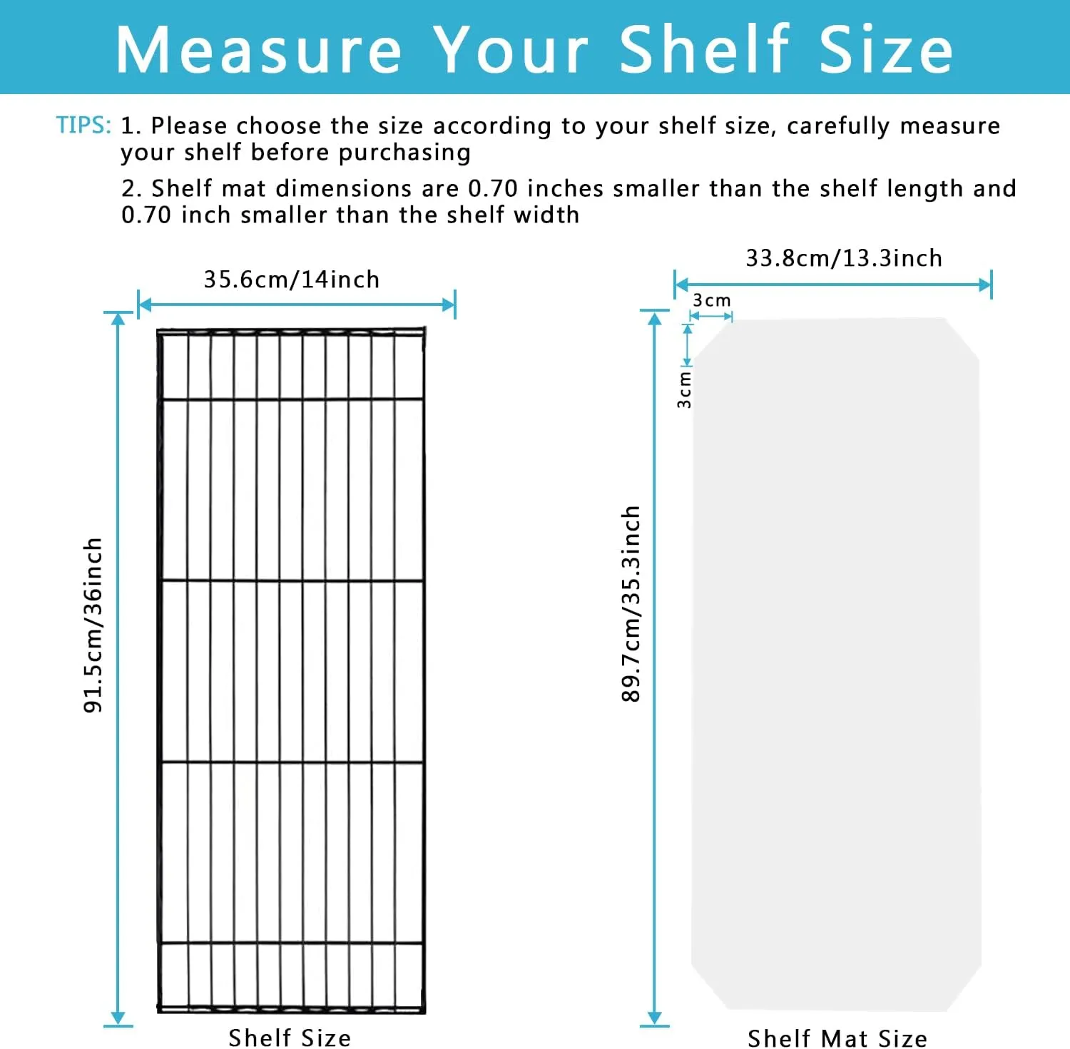 HooTown 5 Sheets Wire Shelf Liners Fit Wire Shelving Size 36 Inch x 14 Inch, Clear Frosted Hard Plastic Protector Mats for Metal Stainless Steel Garage, Cabinets, Kitchen Shelves, Shoe Rack