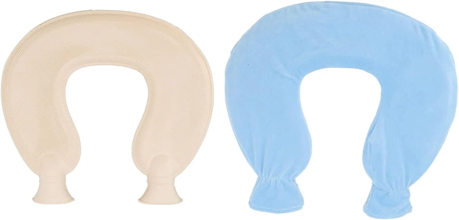 Hot Water Bag, Hot Water Bottles, PVC Material Hot Water Bag, Hot Water Bottle with Soft Cover, 1L Hot Water Bottle U Shaped Hot Water Bag for Winter Neck Shoulder Warm with Soft Cover(Blue)