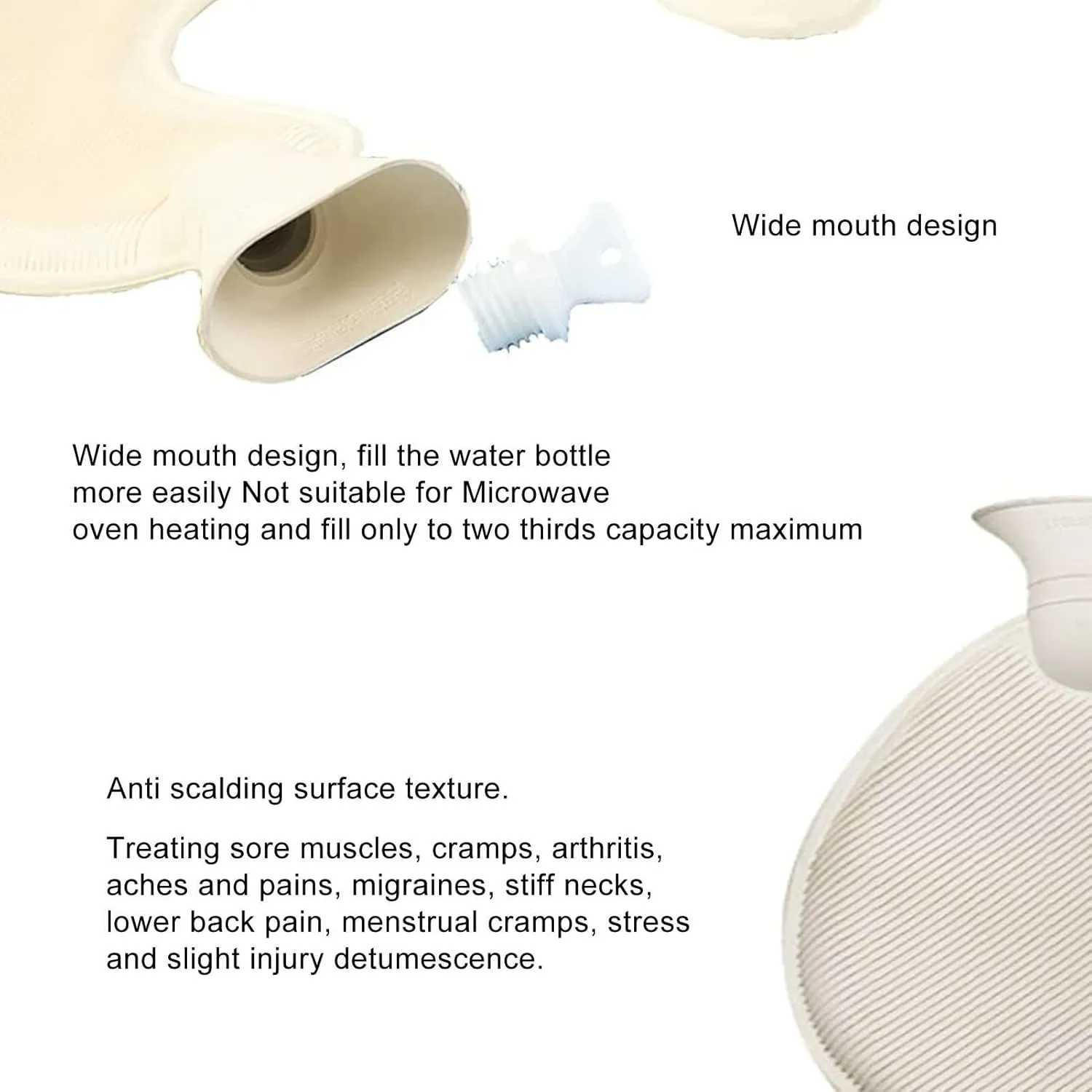 Hot Water Bag, Hot Water Bottles, PVC Material Hot Water Bag, Hot Water Bottle with Soft Cover, 1L Hot Water Bottle U Shaped Hot Water Bag for Winter Neck Shoulder Warm with Soft Cover(Blue)
