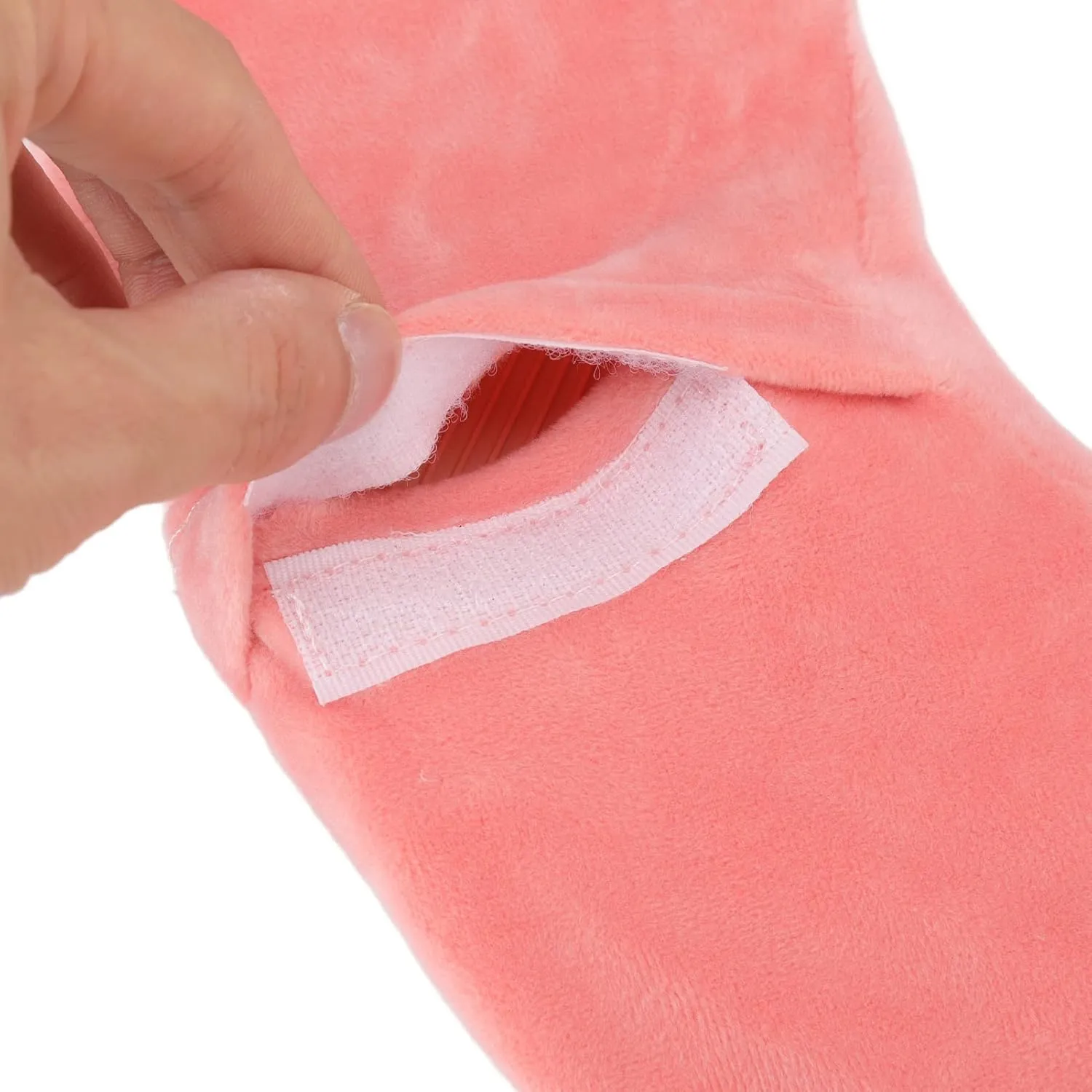 Hot Water Bottle Warm Neck Soft Rubber Bag, U Shaped, Detachable Cloth Cover, for Men and Women (Flesh Red)