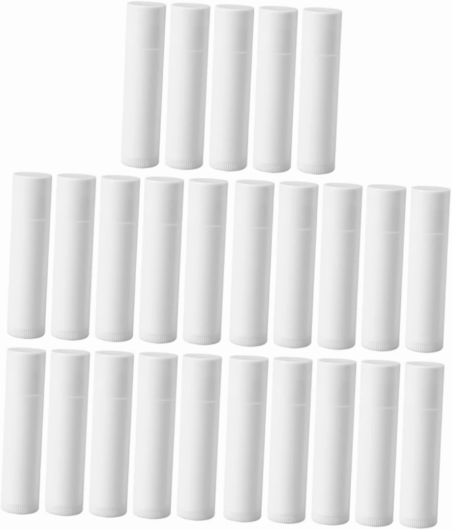 Housoutil 75 Pcs Lip Balm Base Tube Diy In Bulk Tubes for Lip Lipstick Containers Empty Bulk Clear Lipstick Tubes Cosmetic Bottle Container Chopsticks White Lip Gloss