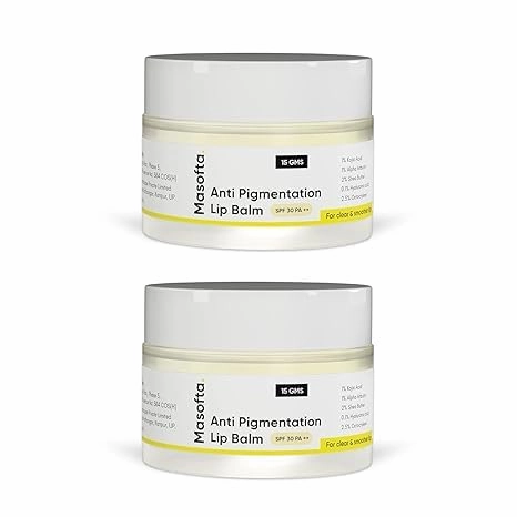 HR Masofta Anti Pigmentation Lip Balm with Kojic Acid, Alpha Arbutin & Shea Butter for Smooth, Crack Free & Clear Lips, SPF 30 PA  , For Men & Women, (Pack of 15GMS X 2)
