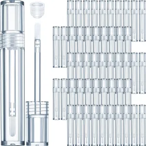 Hsei 100 Pcs Clear Lip Gloss Tubes 5 ml Empty Bulk Wand Balm Containers With Lids Cosmetic Bottles With Rubber Stoppers for Eyelash Growth Liquid DIY Makeup Girls