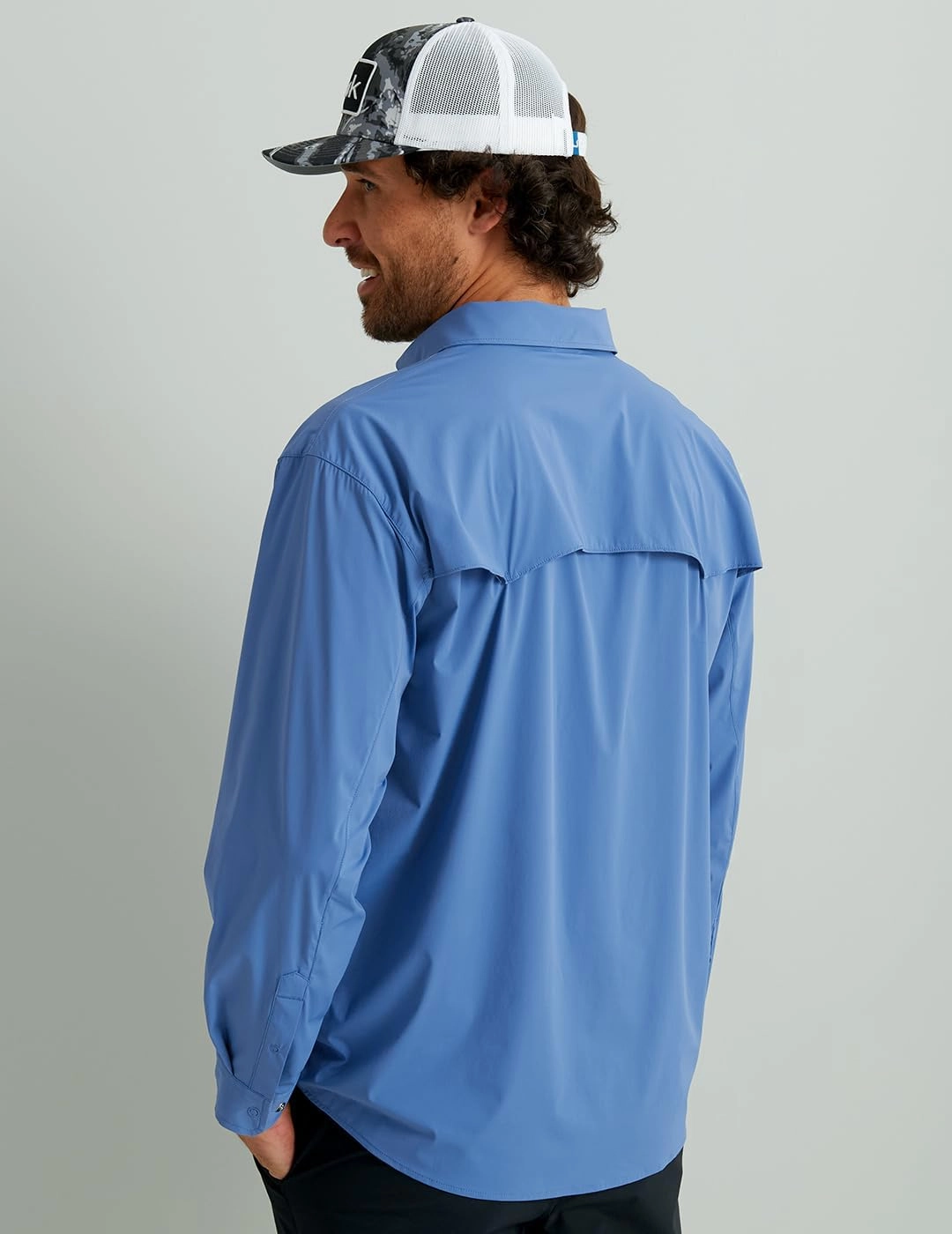 HUK Men's Diamond Back Solid Long Sleeve Button, Fishing Shirt