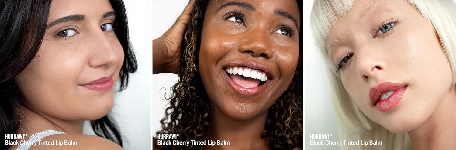 Hurraw! Black Cherry Tinted Lip Balm, 3 Pack: (Sheer Red Tint) Organic, Certified Vegan, Cruelty and Gluten Free. Non-GMO, 100% Natural Ingredients. Bee, Shea, Soy and Palm Free. Made in USA