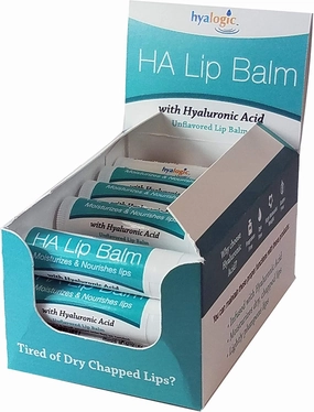 Hyalogic HA Lip Balm - Hyaluronic Acid & Organic, Natural Coconut Oil - Soothes Dry, Chapped Lips - Plumping, Moisturizing & Nourishing - Unflavored - Fragrance & Dye Free - 4.25g - 18 Sticks