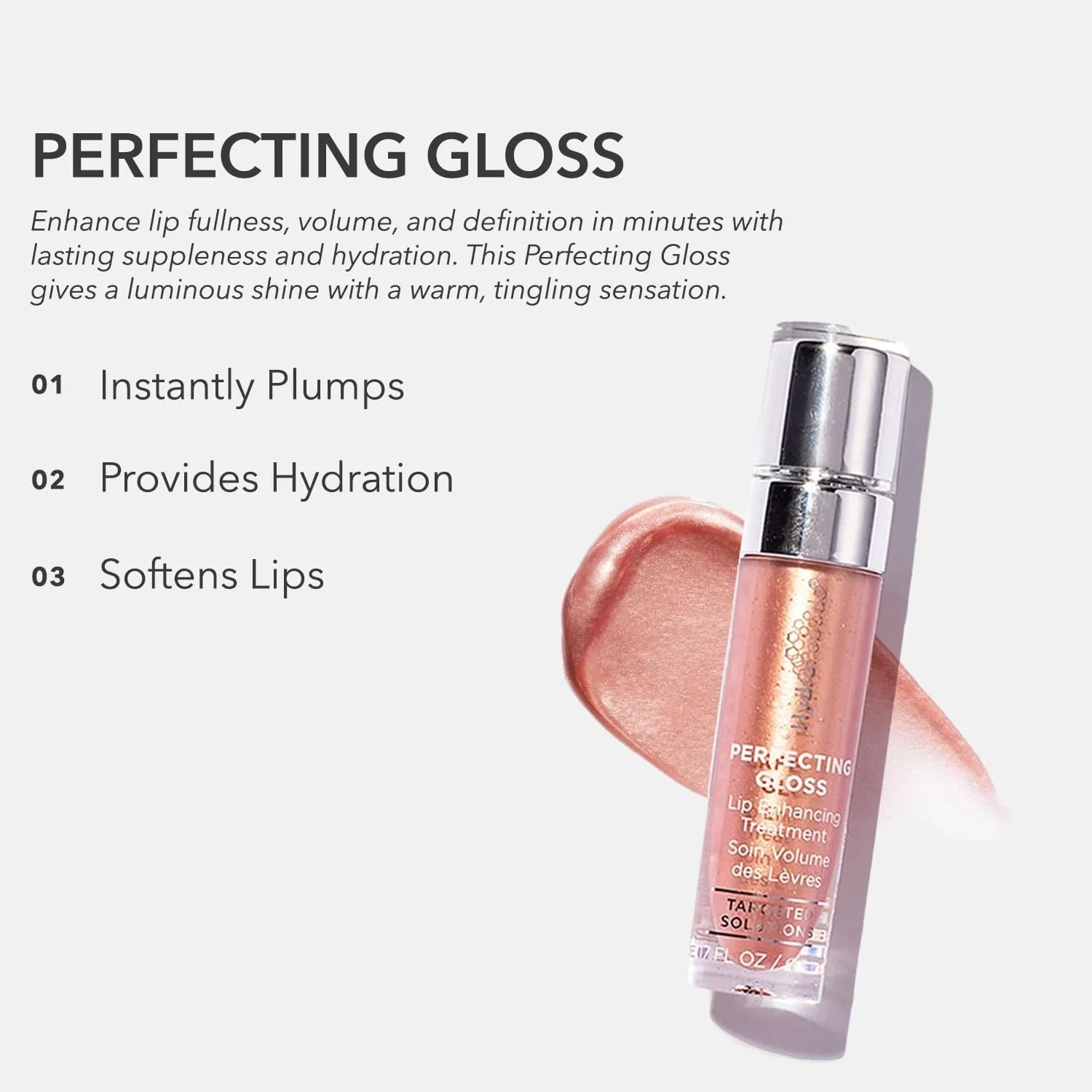 HydroPeptide Perfecting Gloss, Lip Enhancing Treatment, Long-Lasting Volume and Hydration, Nude Pearl, 0.17 Ounce