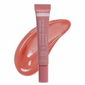 Hyphen Vitamin-Infused Peptide Tinted Lip Balm - Hazel | 24H Moisturization | Hydrates, Plumps & Repairs | Peptide Lip Balm for Women | Chapped & Dry Lips | Vegan, Paraben-Free | Peachy Nude - 10g.