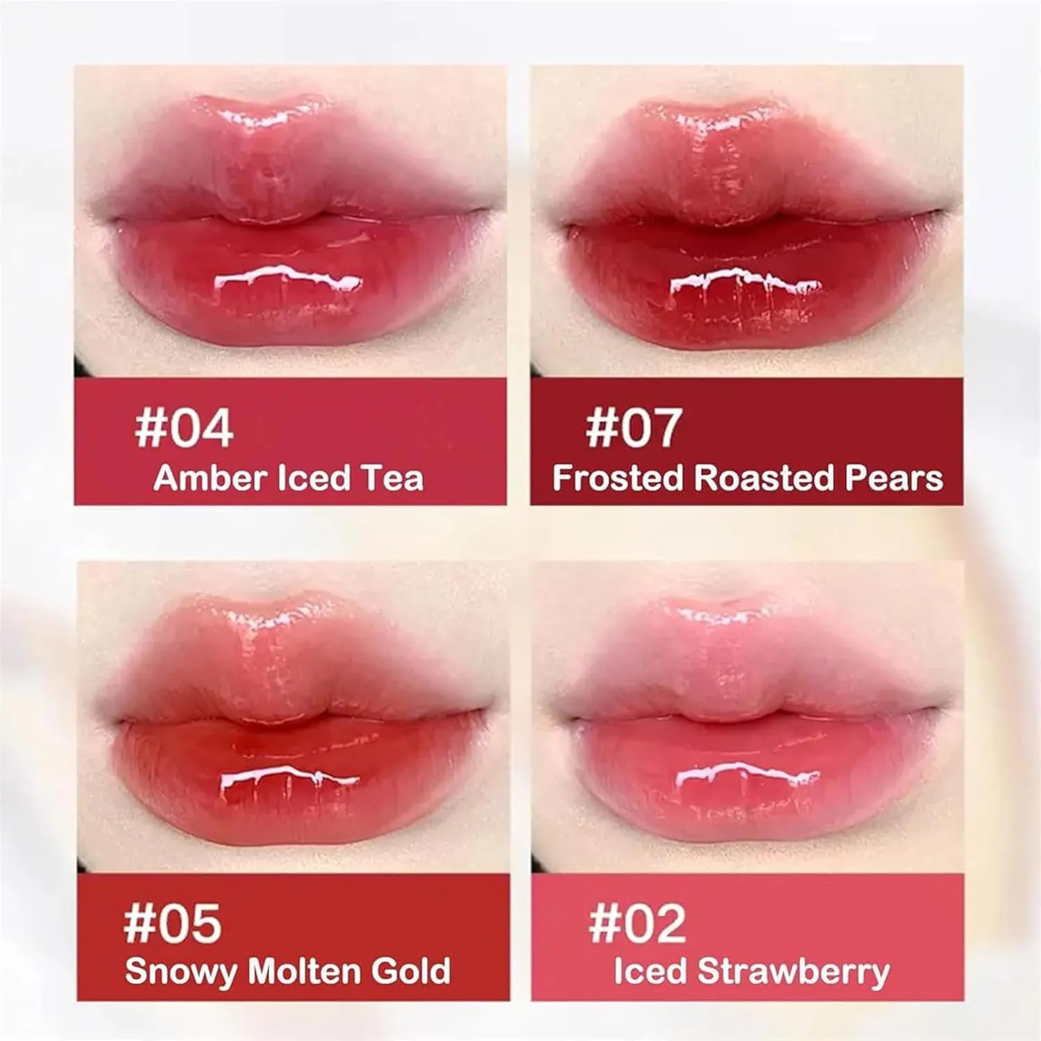 Ice Watery Lip Gloss - Iced Tea Mirror Jelly Light Glaze, Glasting Water Gloss, Tinted Hydrating Lip Gloss With Metal Applicator (#04)