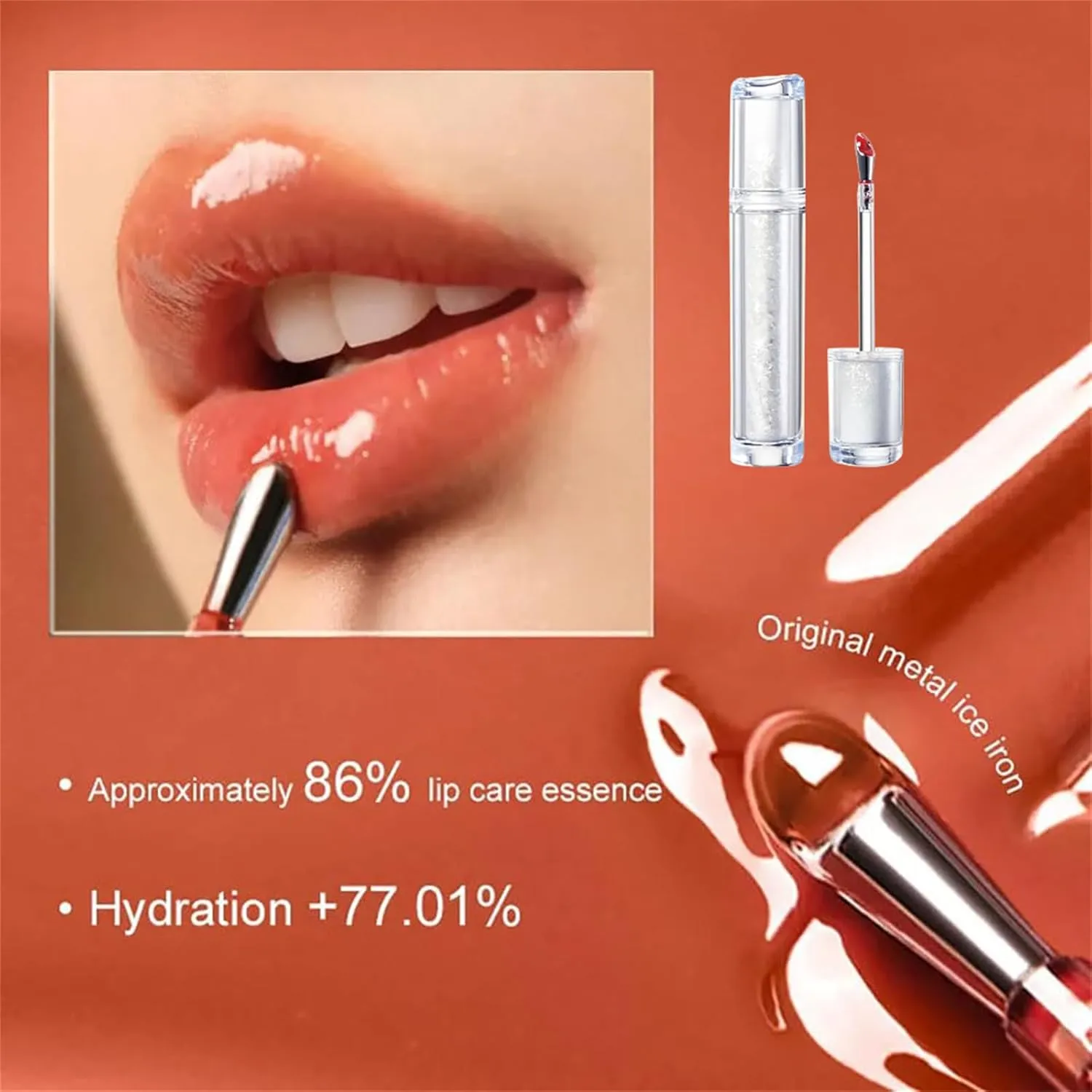 Ice Watery Lip Gloss - Iced Tea Mirror Jelly Light Glaze, Glasting Water Gloss, Tinted Hydrating Lip Gloss With Metal Applicator (#04)