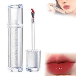 Ice Watery Lip Gloss - Iced Tea Mirror Jelly Light Glaze, Glasting Water Gloss, Tinted Hydrating Lip Gloss With Metal Applicator (#04)