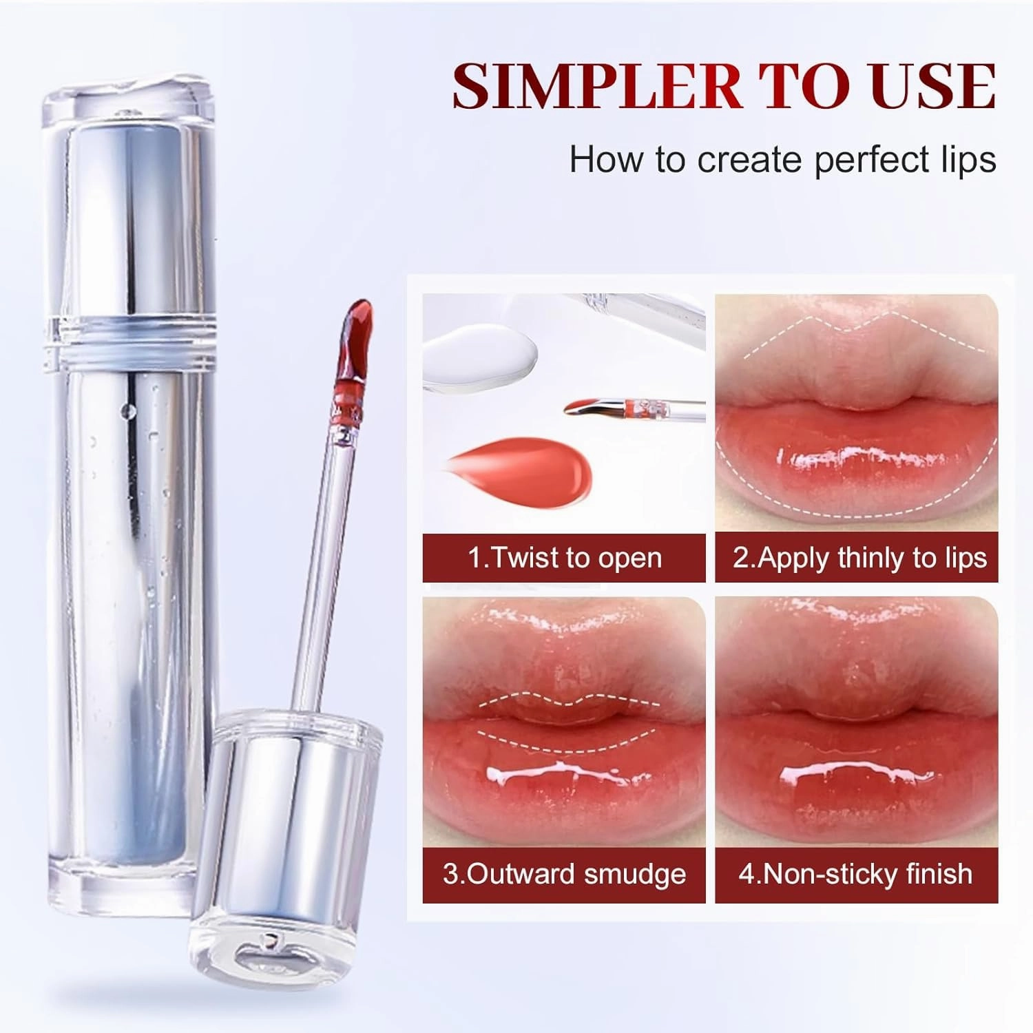 Ice Watery Lip Gloss, 2025 New Ice Iron Tinted Lip Tint, Jelly Hydrating Lip Gloss, Moisturizing Nonstick Tinted Lips Oil (04)