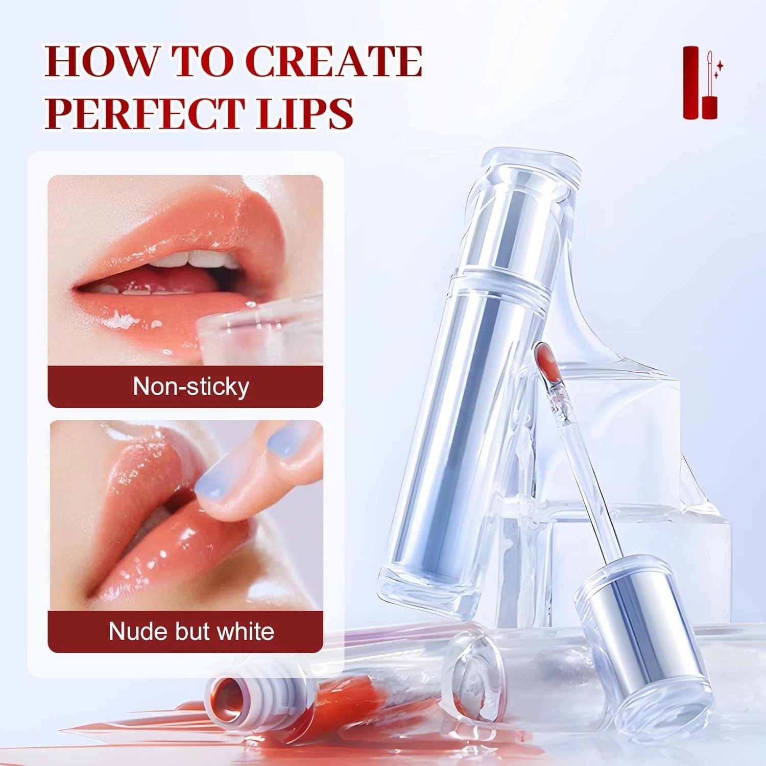 Ice Watery Lip Gloss, 2025 New Ice Iron Tinted Lip Tint, Jelly Hydrating Lip Gloss, Moisturizing Nonstick Tinted Lips Oil (04)