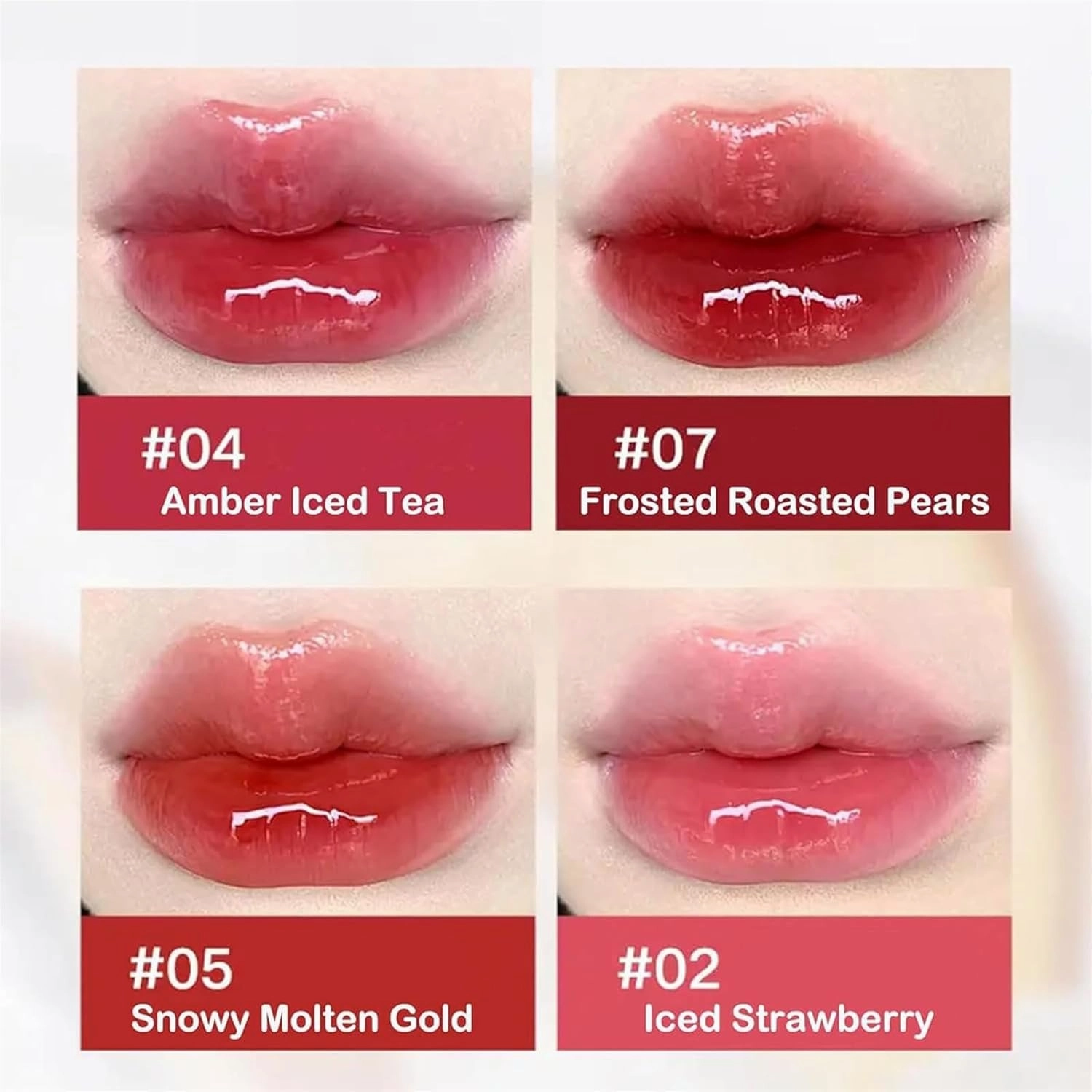 Ice Watery Lip Gloss - Iced Tea Watery Lip Gloss,Mirror Tea Jelly Light Lip Glaze,Glasting Water Gloss,Jelly Tinted Lip Gloss,Jelly Hydrating Lip Gloss,Lip Gloss Metal Applicator (#02)