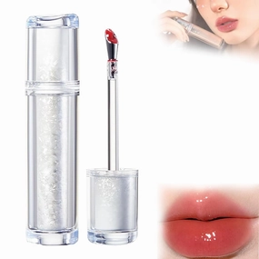 Ice Watery Lip Gloss - Iced Tea Watery Lip Gloss,Mirror Tea Jelly Light Lip Glaze,Glasting Water Gloss,Jelly Tinted Lip Gloss,Jelly Hydrating Lip Gloss,Lip Gloss Metal Applicator (#02)