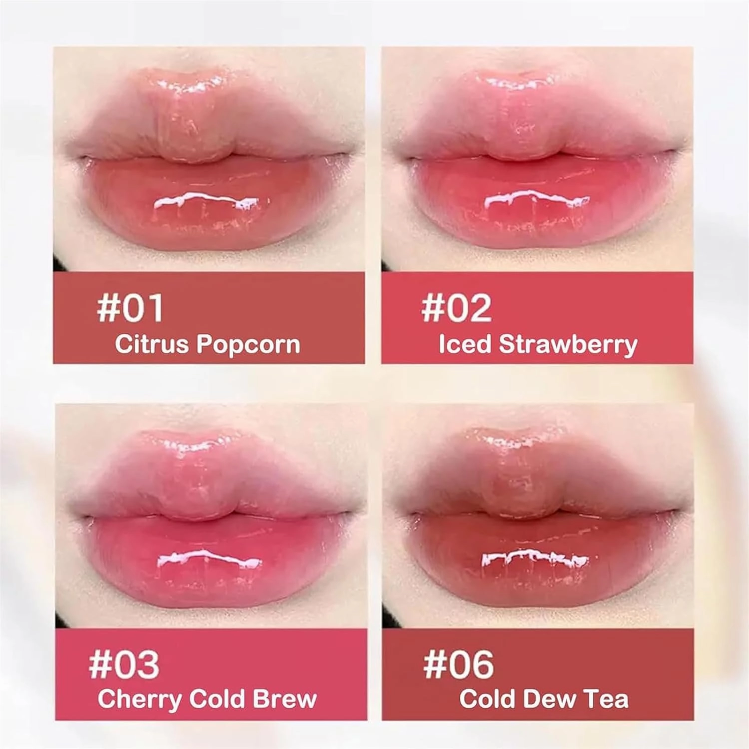 Ice Watery Lip Gloss - Iced Tea Watery Lip Gloss,Mirror Tea Jelly Light Lip Glaze,Glasting Water Gloss,Jelly Tinted Lip Gloss,Jelly Hydrating Lip Gloss,Lip Gloss Metal Applicator (#02)