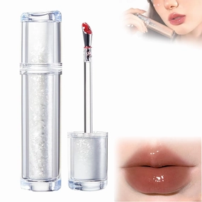 Ice Watery Lip Gloss - Iced Tea Watery Lip Gloss,Mirror Tea Jelly Light Lip Glaze,Glasting Water Gloss,Jelly Tinted Lip Gloss,Jelly Hydrating Lip Gloss,Lip Gloss Metal Applicator (#06)