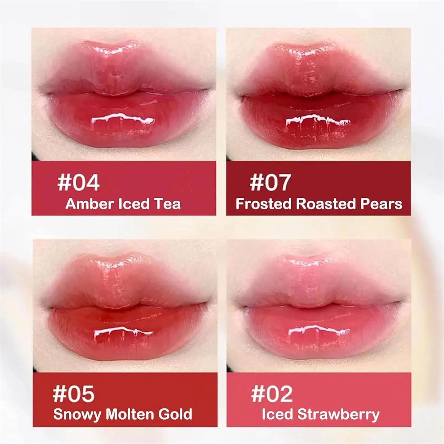 Ice Watery Lip Gloss - Iced Tea Watery Lip Gloss,Mirror Tea Jelly Light Lip Glaze,Glasting Water Gloss,Jelly Tinted Lip Gloss,Jelly Hydrating Lip Gloss,Lip Gloss Metal Applicator (#06)
