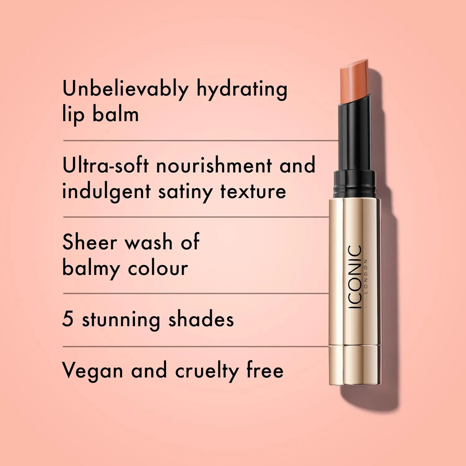 ICONIC LONDON Melting Touch Lip Balm | Hydrating Lip Balm, Non Sticky, Sheer Wash of Colour, Cruelty Free, Vegan Makeup, 3 mL / 0.10 Fl Oz