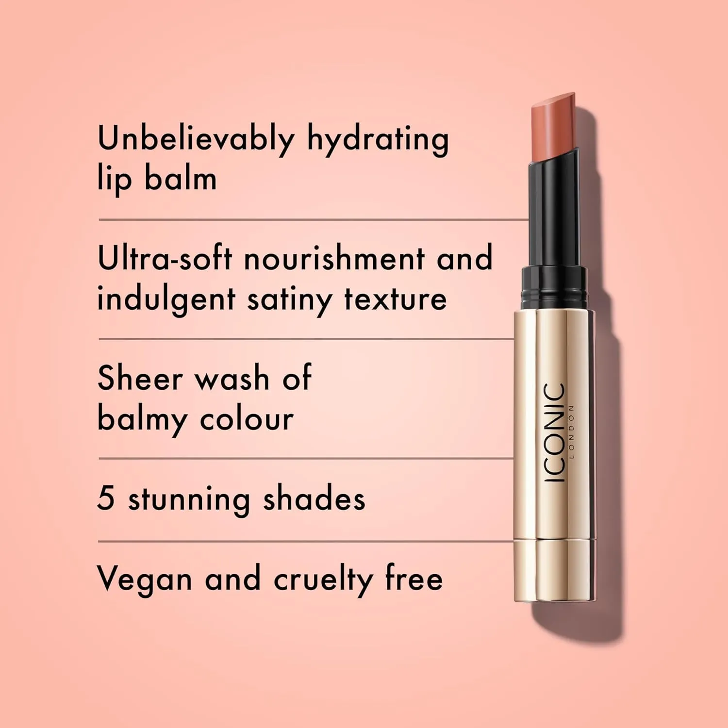 ICONIC LONDON Melting Touch Lip Balm | Hydrating Lip Balm, Non Sticky, Sheer Wash of Colour, Cruelty Free, Vegan Makeup, 3 mL / 0.10 Fl Oz