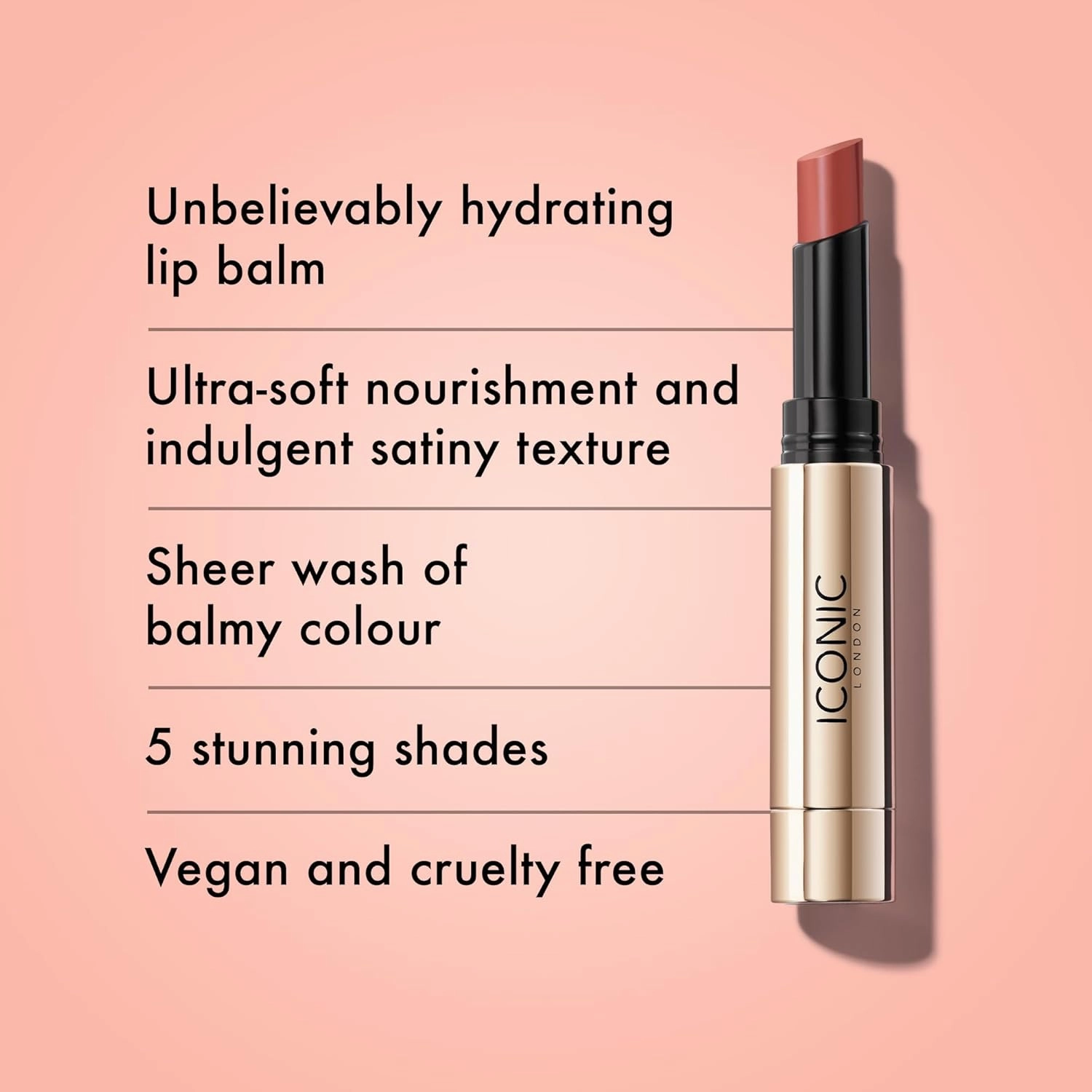 ICONIC LONDON Melting Touch Lip Balm | Hydrating Lip Balm, Non Sticky, Sheer Wash of Colour, Cruelty Free, Vegan Makeup, 3 mL / 0.10 Fl Oz