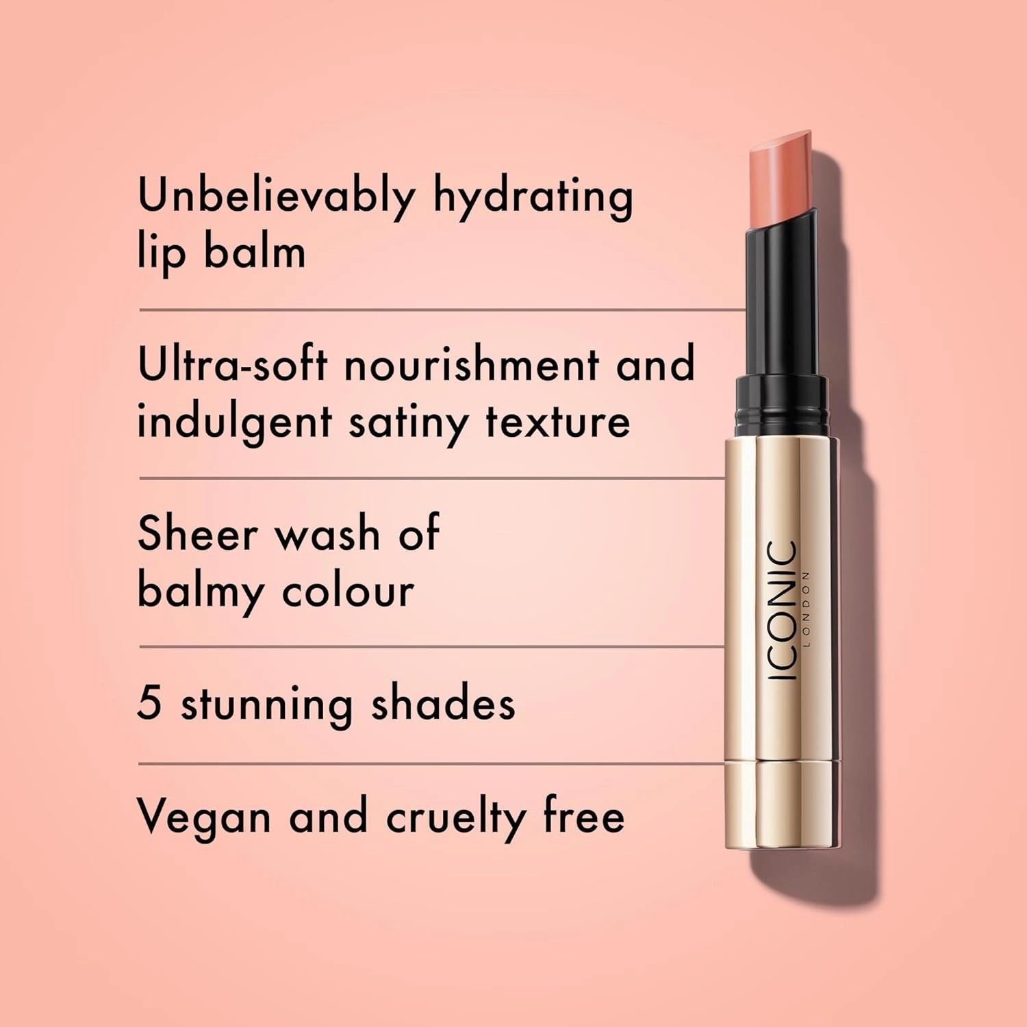 ICONIC LONDON Melting Touch Lip Balm | Hydrating Lip Balm, Non Sticky, Sheer Wash of Colour, Cruelty Free, Vegan Makeup, 3 mL / 0.10 Fl Oz