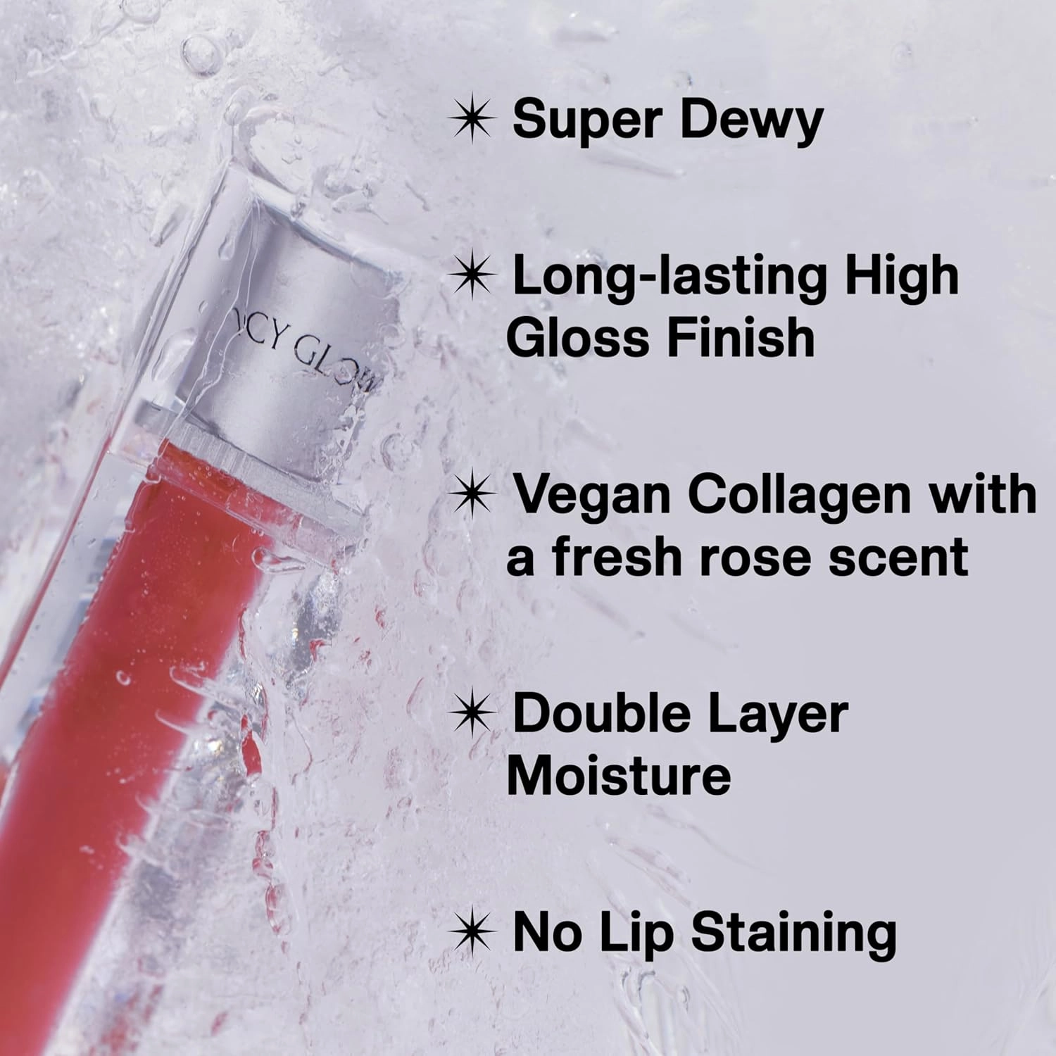 Icy Glow Lip Tint – Vegan Collagen, No-Stain, Hydrating Gloss, (K-Beauty) Makeup, Red & Tinted Shades (07 NOBLE, 0.18 Fl oz)