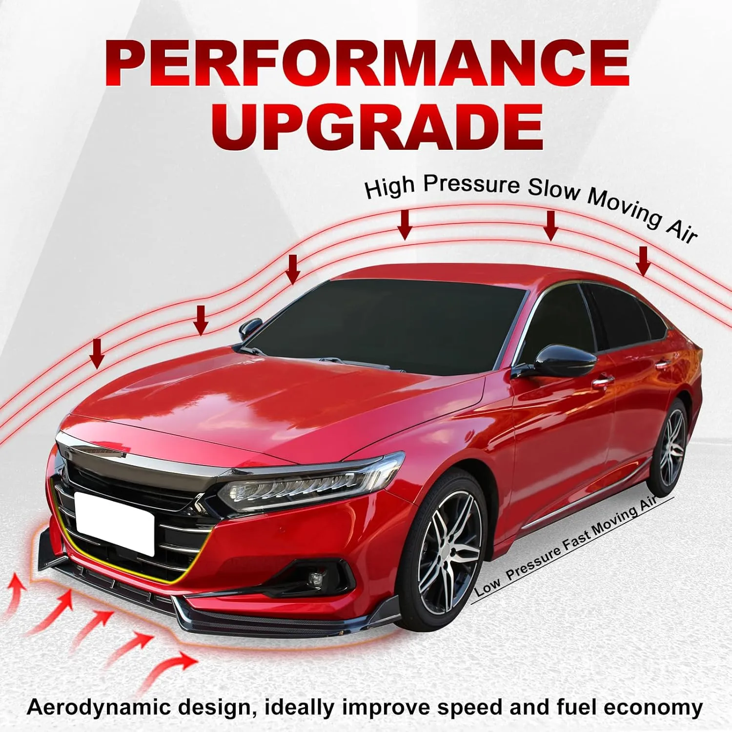 IKON MOTORSPORTS, Front Bumper Lip Compatible with 2021-2022 Honda Accord, Carbon Fiber Print IKON V1 Style PP 3PCS Front Spoiler Splitter Kit