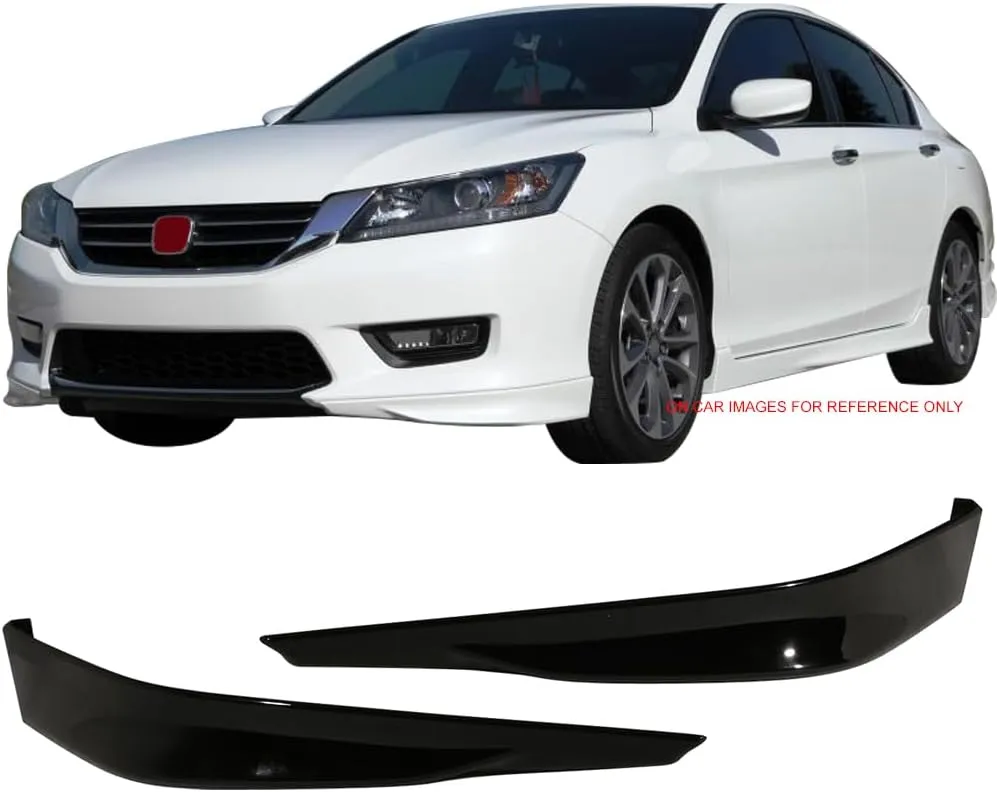 IKON MOTORSPORTS, Front Lip Splitters Compatible with 2013-2015 Honda Accord 4-Door Sedan, 2PCS Front Bumper Lip Spoiler Splitters HFP Style PP Polypropylene Painted #NH731P Crystal Black Pearl