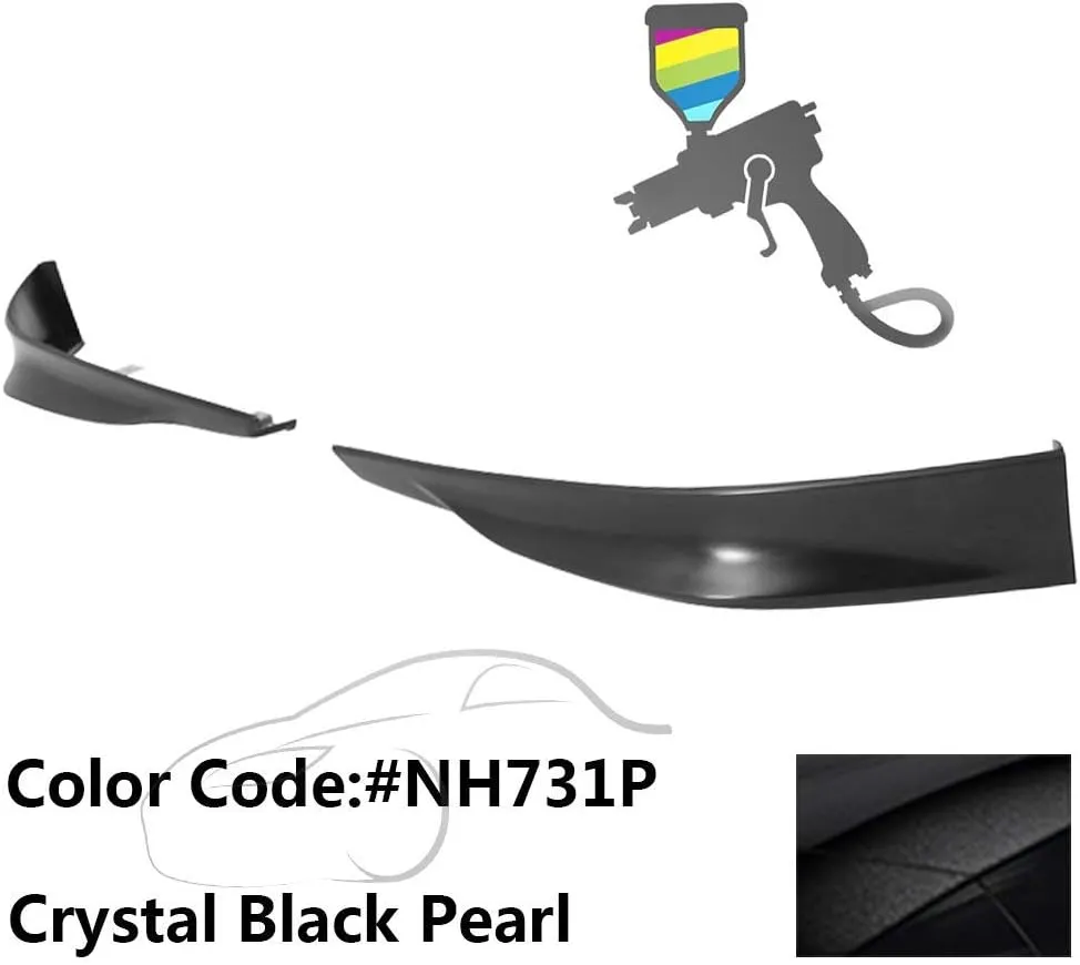 IKON MOTORSPORTS, Front Lip Splitters Compatible with 2013-2015 Honda Accord 4-Door Sedan, 2PCS Front Bumper Lip Spoiler Splitters HFP Style PP Polypropylene Painted #NH731P Crystal Black Pearl
