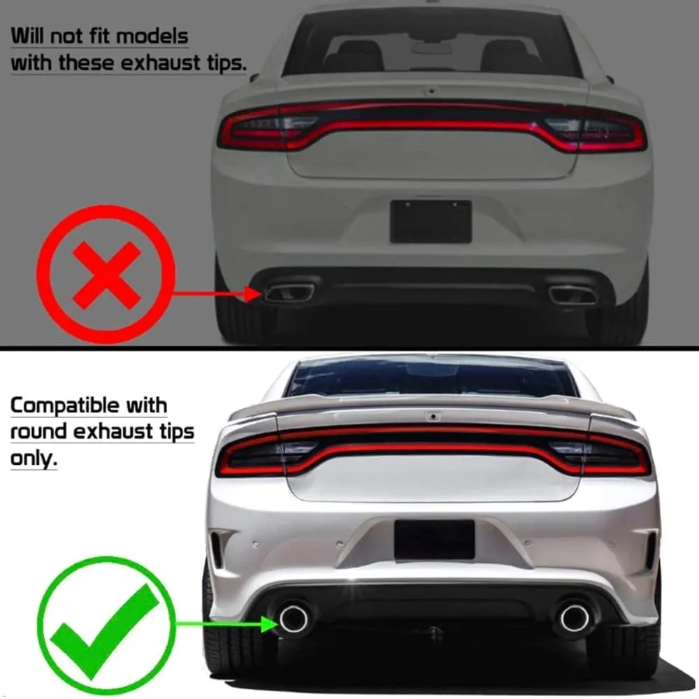 IKON MOTORSPORTS, Rear Bumper Lip Diffuser Compatible with 2015-2023 Dodge Charger SRT, Ikon Style PP Valance Body Kit, Gloss Black, 2016 2017 2018 2019