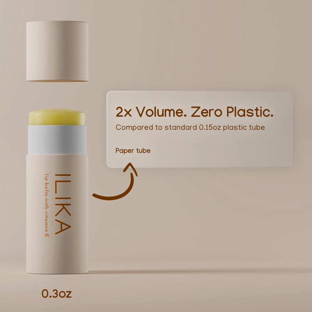 ILIKA Lip Balm, Plastic-free, 2X Volume, Organic,100% Plant-Based, COSMOS Certified Organic, PETA Certified Vegan & Cruelty-Free, Biodegradable Tube 4 Pack, Essential Collection